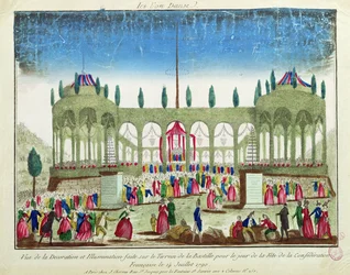 Utsmykning og illuminering av Bastillen til Føderasjonsfesten, 14. juli 1790