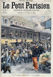Departed at the station on a school trip. The kids get on the train, in " Le petit Parisien””