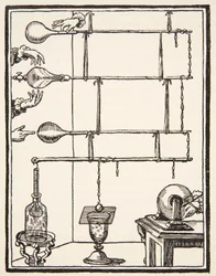 Descarges electriques dan lai rarefie, 1753, kopi av Boris Mestchersky (d.1957) illustrasjon fra Histoire de la Nation Francaise, Sciences, Volumes I & II, av Gabriel Hanotaux (1853-1944), 1924 (lith)