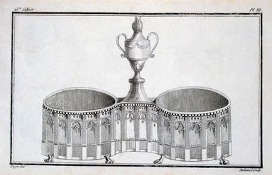 Design av Pugin, fra en mønsterbok med nyklassiske metalldesigner satt sammen av Duhamel, ca. 1770-80-tallet