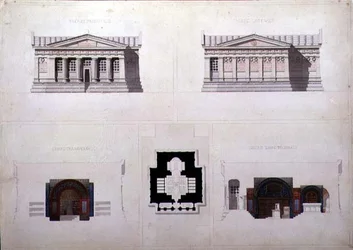 Design for et mausoleum i gresk vekkelsesstil, C.1835 (penn og blekk med akvarell på papir)