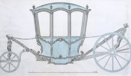 Design for en buss, ca. 1760 (penn og blekk med blå vask)