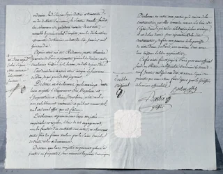 Skilsmisseerklæring fra keiser Napoleon Bonaparte (1769-1821) og keiserinne Joséphine (1763-1814), 9. januar 1810