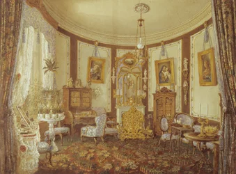 Salongen til Chateau de Sache (wc på papir)
