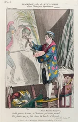 Dugazon i rollen som maleren, Fougère, i Intrigue Epistolaire, produsert i Paris på Théâtre Français, 1799 (fargegravering)