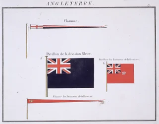 Engelske flagg, fra en fransk bok med flagg, ca. 1819