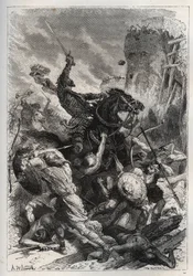 Eudes (Odon) (860-898), kongen av frankerne, leder kampen mot normannerne og forsvarer Paris (860-887) - Eudes (852-898) i kamp mot normannerne - "Frankrikes historie fortalte til mine barnebarn"" - av Francois Guizot - 1872-1876