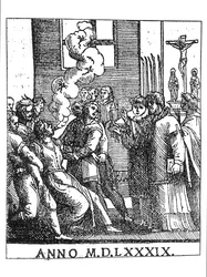 Eksorsiserende scene i 1589