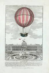 Erfaring med den aerostatiske kloden til MM. Charles og Robert på Jardin des Thuileries 1. desember 1783, pub. 1783 (håndfarget gravering)