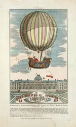 Erfaring med den aerostatiske kloden til MM. Charles og Robert på Jardin des Thuileries 1. desember 1783, pub. 1783 (håndfarget gravering)
