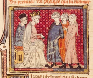 F.204v kong Filip I (1053-1108), Great Chronicles of France, 1375-79