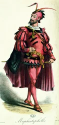 Fancy dress kostyme for Mephistopheles, fra LArt du Travestissement av Leon Salut, 1885