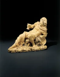 Figur av Bacchus liggende med et glass vin, ca. 1770