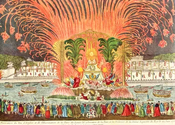 Fyrverkeri på stedet Louis XV i anledning innvielsen av rytterstatuen av kongen, 20. juni 1763 (se også 159166)