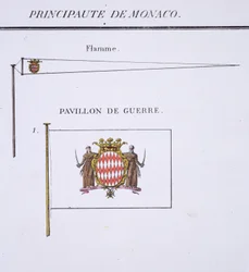 Flagg fra Monaco, fra en fransk bok med flagg, ca. 1819