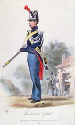 Foot Gendarme, gravert av Villain, ca. 1830