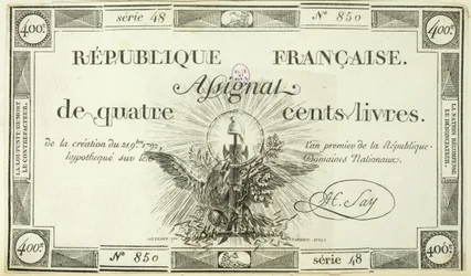 Fire hundre livre-seddel, 21. september 1792