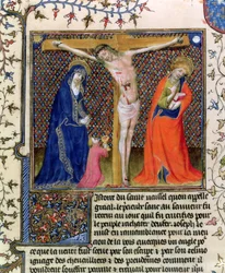 Fr.120. f.520 Josef av Arimathaea som samler blodet til den korsfestede Kristus, fra La Quite de Saint Graal