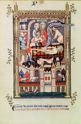 Fr 2092 f.22v St. Denis blir torturert på stativet, fra Vie de St. Denis, 1317