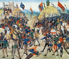 Fr 2643 f.165v Battle of Crecy fra hundreårskrigen, fra "Froissart"s Chronicle", 24. august 1346