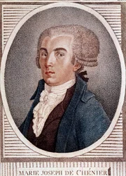 Den franske revolusjonen: portrett av diplomatpoeten og historikeren Marie Joseph Chenier (1764–1811), forfatter av graveringen «Chant du depart» fra 1800-tallet.