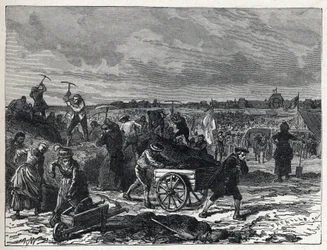 Den franske revolusjonen: verk av Champs de Mars (Champs-de-Mars) i Paris, for å forberede seg til Fete de la Federation i 1790.