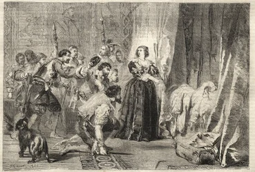 Fronde - Folket krever å se kongen: Paris, Palais Royal, 9. februar 1651 - Fronde: natten til 9. februar 1651, på Palais Royal, viser Anne av Østerrike (1601-1666) Ludvig XIV, kjent som Le Kong Soleil (Kong Soleil eller Ludvig den store