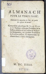 Frontispice av boken "Almanach pour le temps passé"", av Jean Guerin