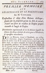 Frontispice av boken "" Første memoar om elektrisitet og magnetisme"" av Coulomb