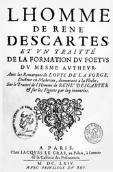 Frontispice av Descartes Treatise on Man and on the Formation of the Foetus, utgitt i Paris, 1674