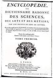 Frontispice til The Encyclopedia of Science, Art and Engineering av Denis Diderot (1713-84) utgitt i Paris, 1751