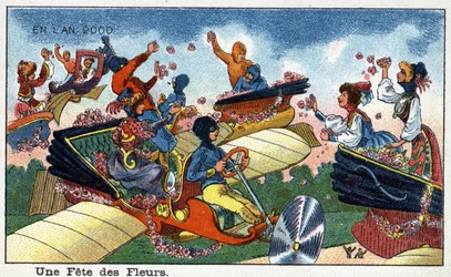 Futuredays: A Nineteenth Century Vision of the Year 2000 - Serien "" En l'year 2000": en fest med blomster - Chromolithography av Villemard