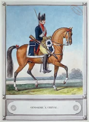 Gendarme satt på en hest, ca. 1812