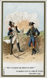 General Jean Andoche Junot (Jean-Andoche) (1771-1813), Duke of Abrantes writing a letter for Napoleon Bonaparte at the siege of Toulon in December 1793. A British ball covered NCO Jugnot