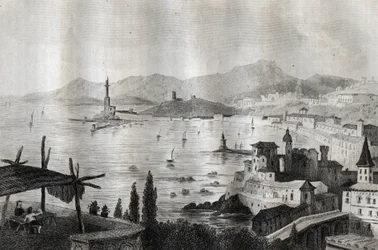 Genova - Genes - Genoa - Engraving from “” Picturesque Italy”” by M. de Norvins, Ch. Nodier 1834-1836.