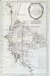 Geografisk kart over Senegal fra et atlas av Philippe Buache (1700-1773) 1756 Paris, Naturhistorisk museum