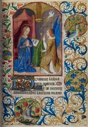 H/L-3-3 fol. 26r Bebudelsen, fra Book of Hours, Use of Paris, midten av 1400-tallet