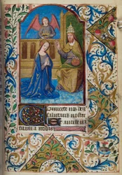 H/L-3-3, fol. 80r, Jomfruens kroning, fra en tidebok til bruk i Paris, midten av 1400-tallet