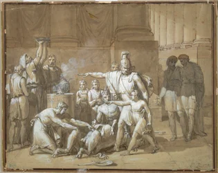 Hannibal sverger evig fiendskap mot Roma, ca. 1808 (penn og blekk med overlakk av grafitt)