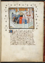 Harley 1319 f.50, Richard II og Bolingbroke ved Flint Castle, ca. 1401-05 (vellum)