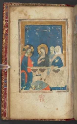 Harley 2928, f.16v, Måltidet hos fariseeren Simon (vellum)