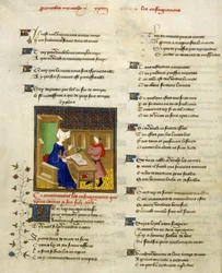 Harley 4431, f.261v Christine de Pisan og hennes sønn, illustrasjon fra 