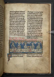 Harley 4979, f.78 Alexander mottok gift fra Jobas under en fest. , fra 'Roman d'Alexandre in prosa' c.1290-c.1300 (vellum)