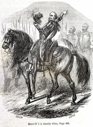 Henri IV (1553 - 1610) at the Battle of Ivry (14/03/1590) - in “” Histoire de France”” by L.-P. Anquetil