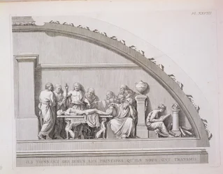 Hippokrates (ca. 460 f.Kr.-c.377 f.Kr.) Undervisning, fra A Description of the School of Surgery i Paris, publisert 1780