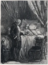 Honore Gabriel (Honore-Gabriel) Riqueti, greve av Mirabeau (1749-1791) på dødsleie med legen sin, Georges Cabanis (1757-1808) i 1791.
