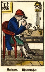 Horologer; Series on the image crafts of Epinal of the 19th century.