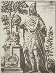 Ideelt portrett av Apollonius av Tyana, fra De Divinationewet Magisk trolldom av Jean-Jacques Boissard, 1605, publisert i A History of Magic sent på 1800-tallet