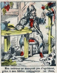 Illustrasjon For boken til Daniel Defoe (De foe) "" Robinson Crusoe"". Epinal avbildning fra slutten av 1800-tallet.