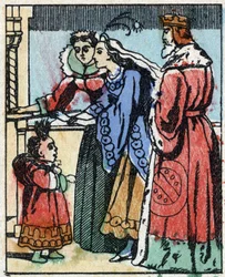 Illustration for “” Riquet a la houppe””, tale by Charles Perrault (1628-1703), French writer. Wood engraving of Imaging Pellerin - Epinal, sd. Late 19th century.